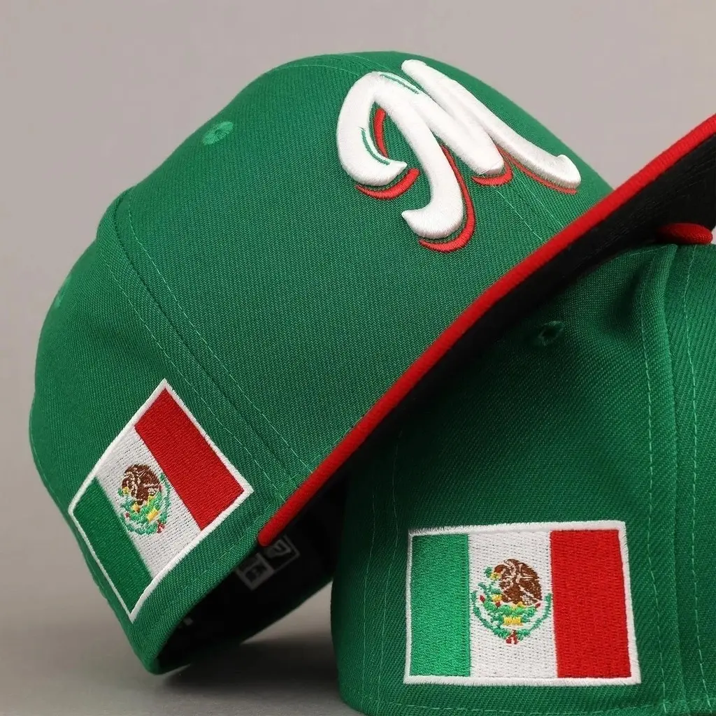 New Era Mexico World Baseball Classic Baseball Cap Official 59FIFTY WBC Fitted Flat Bill Team Hat Unisex Adult