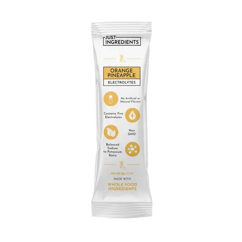 Just Ingredients Orange Pineapple Electrolyte Stick - 1 Individual Stick - Supports Energy, Recovery, and Electrolyte Balance* - Hydration Drink Mix with Coconut Water, Sea Salt, and Trace Minerals - Made with Real Food - No Added Sugar