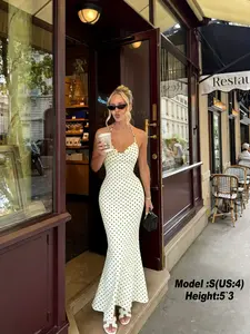 Women's Elegant Chic Polka Dot Dress, Fitted Style for Fall & Winter, Perfect for Festive Occasions, Ladies' Fashionable Party Wear
