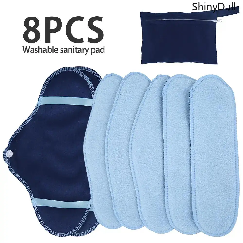 ShinyDull 8-Pack Absorbent Reusable Panty Liners - Washable, Non-Slip, Soft, Breathable, Hypoallergenic, Antibacterial Absorbent Reusable Pads with Storage Bag for Sports, Outdoor Use, Sanitary Napkin, Odor Control, Reusables Pack
