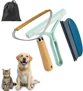 2nd Gen Reusable Pet Hair Remover Tool Set (3 Pack with Storage Bag) - Dog & Cat Fur Scraper for Couch, Carpets, Car Mats, Multi-Surface Grooming & Lint Removal Supplies