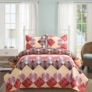 Kindred Home Christmas Quilt Set Bedspread - Summer Quilt Lightweight Microfiber Bedspread Marine, Rustic Christmas Santa Tree Snowman Pattern Print Suitable for All Seasons (Model-B, Queen)