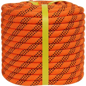 Braided Arborist Rigging Rope 1/2 in x 150 ft 48 Strands for Tree Work Climbing Pulling Swing Orange/Black CE Certified Outdoor Pro Carabiner