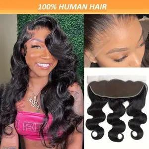 2025 Fashion Wholesale 13x4 Lace Frontal Closure Brazilian Body Wave Remy Human Hair, 150% Density, Natural Black, Transparent Lace, 12-20 Inch - Perfect for All Women, Long Wavy Hair Extensions for a Voluminous Look