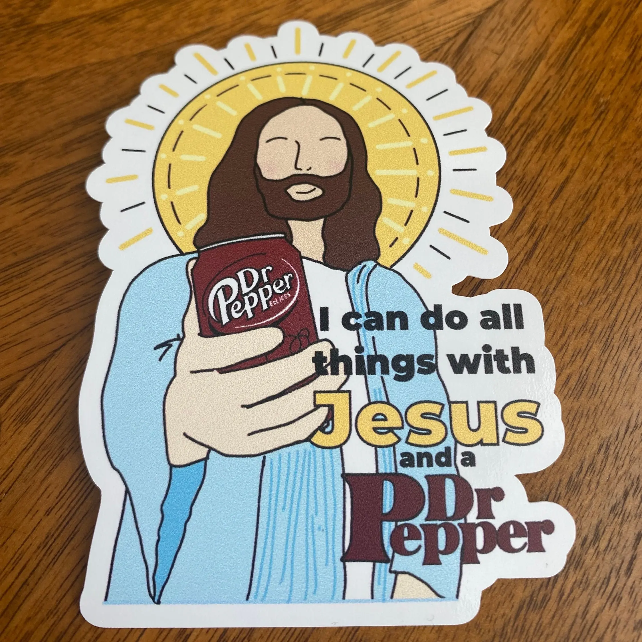 I Can Do All Things With Jesus and Dr. Pepper - High Quality vinyl sticker, Meme Sticker, Gift for Her, Water Bottle Sticker, Waterproof Sticker, Laptop Sticker
