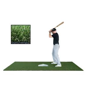 5 x 10 Baseball Hitting Mat – Long Pile Turf (1"–2" Variable), Painted Plate, Urethane-Coated Backing