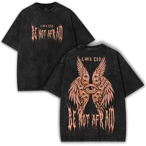 Be Not Afraid Luke 2:10 T-Shirt, Angelic Vision Christian Streetwear with Gothic Faith Design, Vintage Washed Unisex Graphic Printed Shirt women's and men's tops TikTokShop Black Friday
