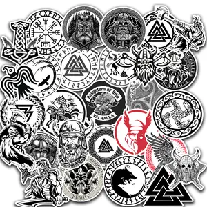 30 Pcs Viking Stickers Norse Stickers Logo Decals Runic Compass Viking Totem Stickers for Phone Case Laptop Water Botter Waterproof Cute Vinyl Stickers for Skateboard Guitar Birthday for Adults Teens
