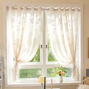 Modern Simple Lace Mirror Window Curtain, Transparent Sheer, Warm Color Curtains, Filter Light Sunshade Dustproof
