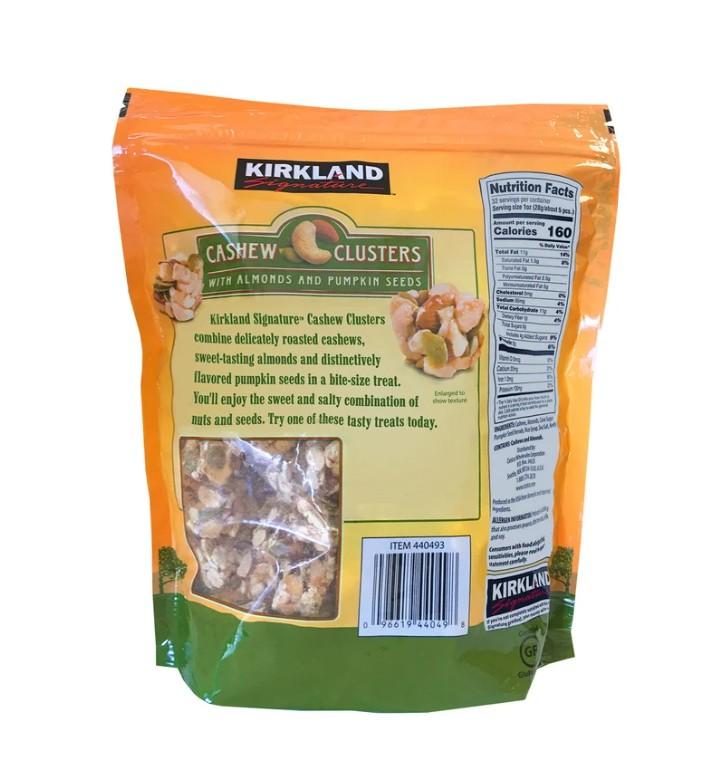 Kirkland Signature Cashew Clusters, 2 lbs Gluten Free, Kosher  Resealable Bag With Cashew Clusters With Almonds And Pumpkin Seeds  Protein Nut Snack