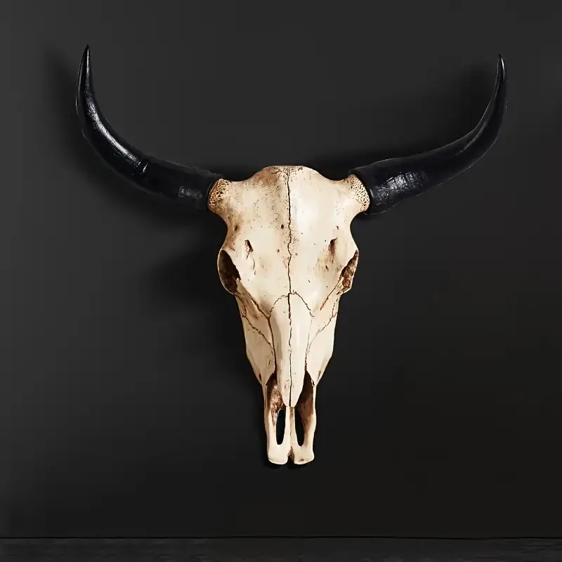 Artificial Cow Skull Wall Hanging Ornament, Creative Personality Funky Western Decor for Living Room Bedroom Office Bar, Unique Home Accent Piece, Room Decoration Ornaments