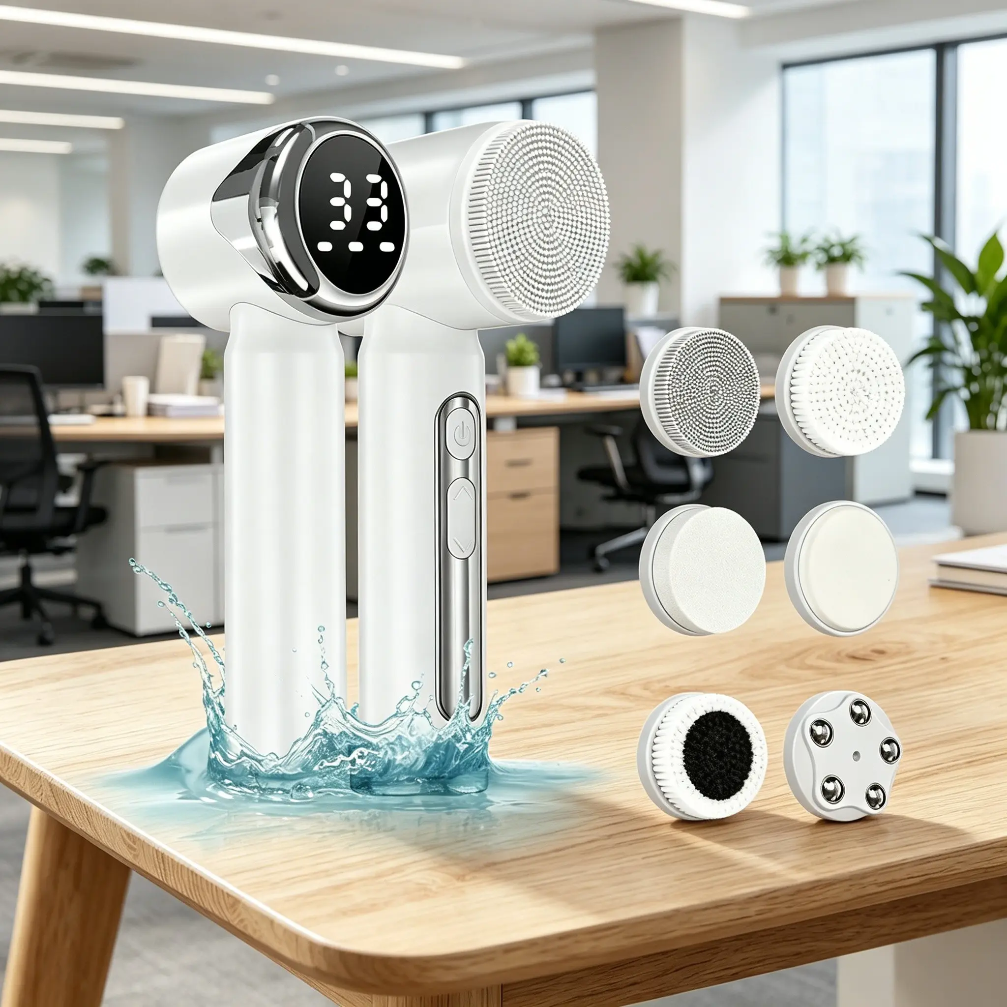 Portable Electric Facial Cleansing Brush, Rechargeable with LED Screen, Deep Cleansing & Ball-Bearing Massage, Ideal for Home & Travel Skincare