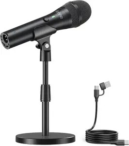 FIFINE Tank2 USB/XLR Dynamic Microphone for Podcast Recording Studio Handheld Mic Set with Desktop Stand for Vocal Voice Over Streaming 192KHz/24bit Sampling Rate Cardioid Pattern, AmpliTank TANK2