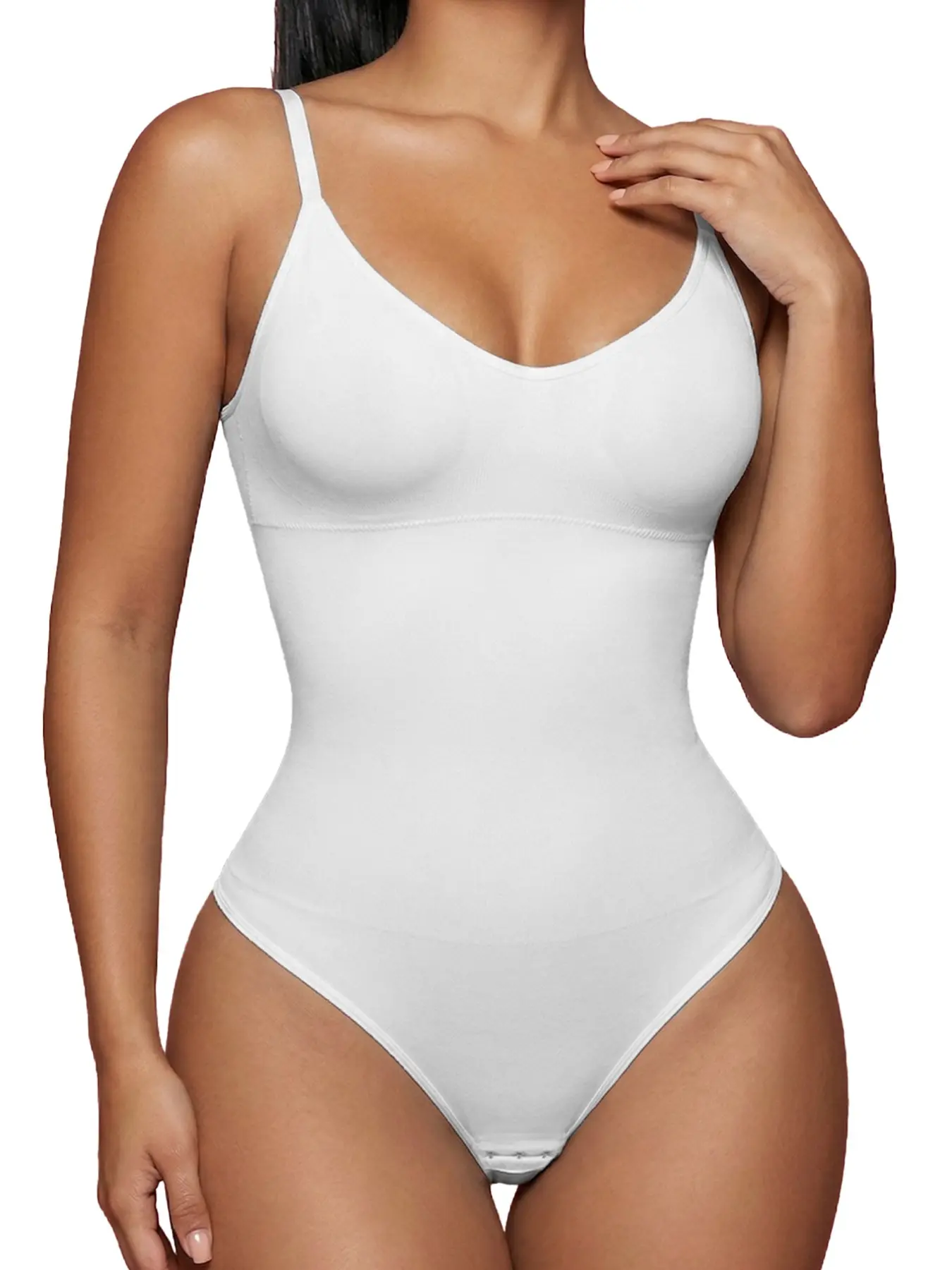 Women's Casual Comfy Shaper Striped Backless Spaghetti Strap Jumpsuit, Medium Stretch Tight Fit Curve Hugging Compression Bodysuit, Everyday Wear Shapewear, Comfortable body shaping underwear Shapewear Underwear All Seasons