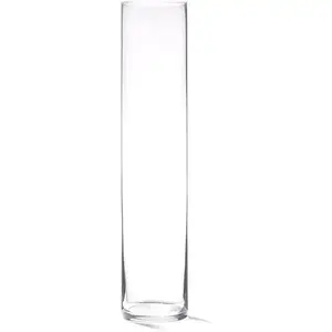 4E's Novelty 16" Cylinder Glass Vase – Elegant Clear Glass Vase for Flowers, Candles & Decor