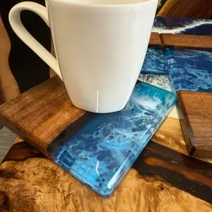 Ocean Art Coasters Kit - Epoxy Resin Coasters Set of 6 with Ocean Art Design