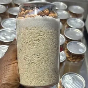 Pure Ijebu drinking Gari with groundnut (peanut), milk, sugar. 500ml. Ready to go
