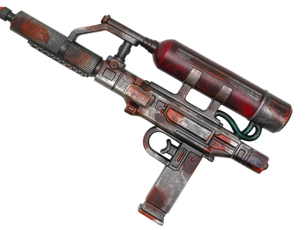 15.75" Foam SMG Prop Blaster – Industrial Stitcher Style, Rust Textured Cosplay, Non-Functional Display, Ages 16+