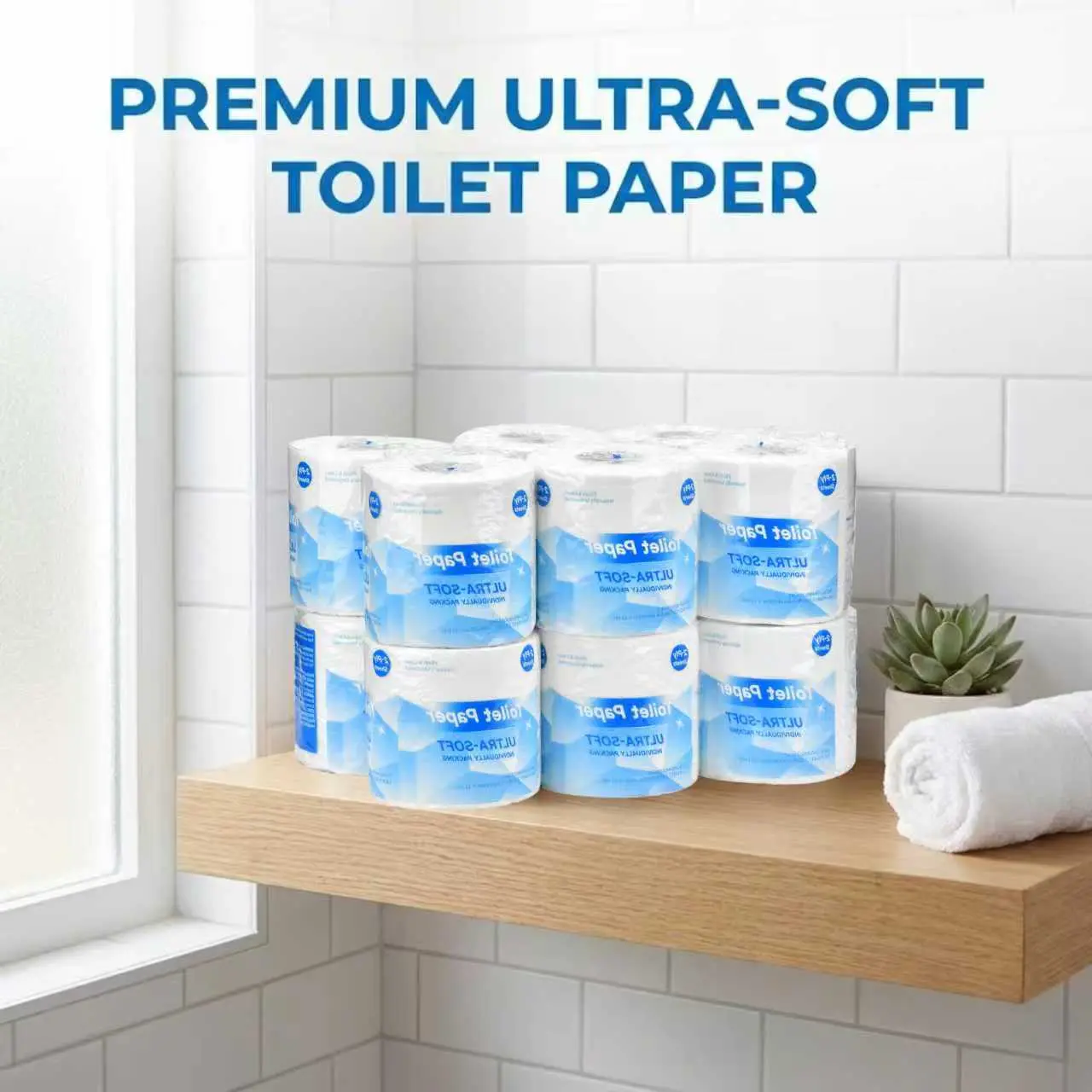 SENROB Bamboo Household Toilet Paper, 2-Ply, 12 Rolls, 350 Sheets Per Roll, Unscented Bath Tissue for Home and RV Use, Two-Ply