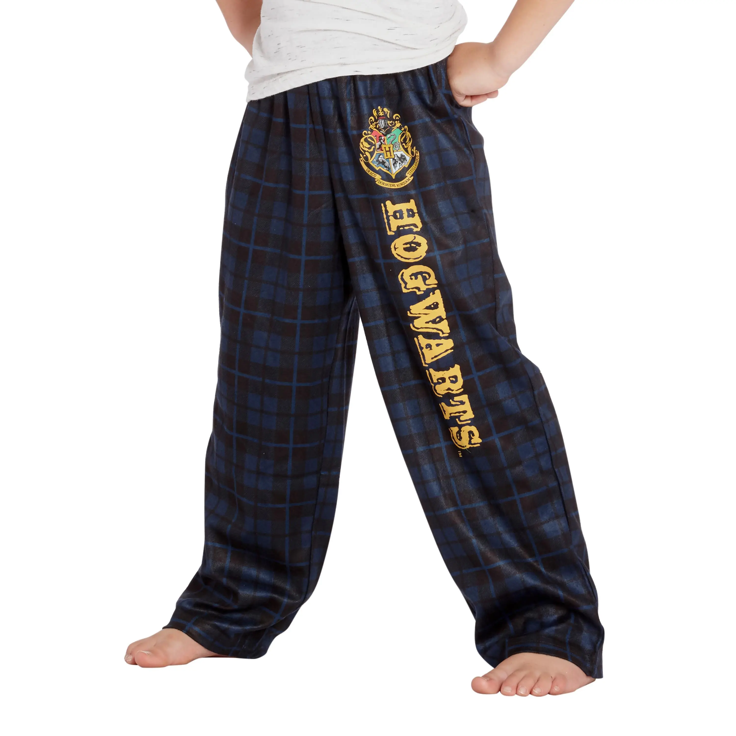 PJammy Boys' Harry Potter Plaid Lounge Pants, Comfy Polyester Nightwear with Hogwarts House Logos, Pyjamas, Soft, Fabric, Pull-On Fit, Love, Plaid Pattern