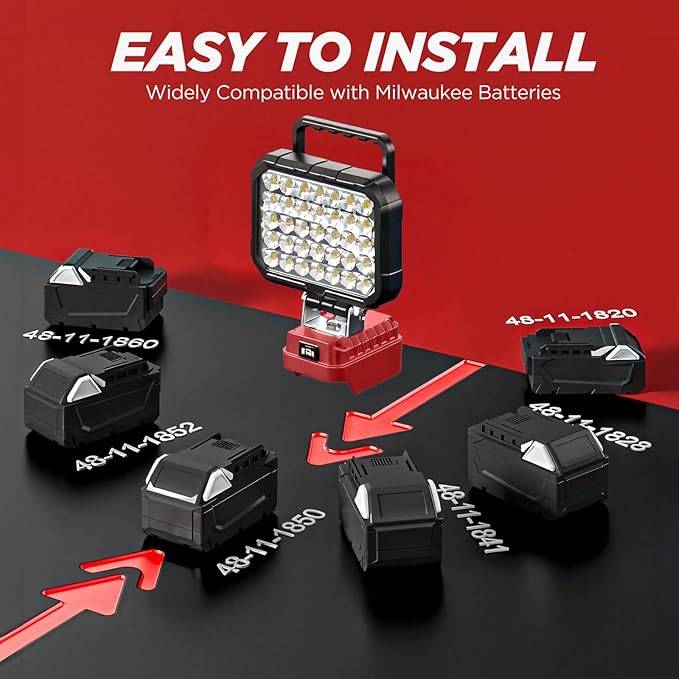 Rechargeable wireless LED portable work light, handheld lamp, semi-recessed installation, with two brightness levels. Suitable for decoration, car maintenance, outdoor fishing and emergency lighting (battery not included)