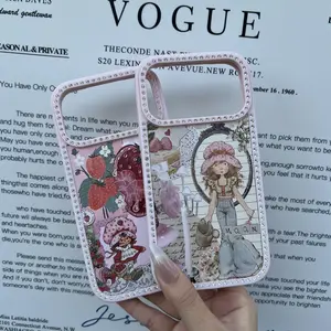 NganGee Strawberry Shortcake Pattern Bling Diamond-Studded Phone Case For iPhone 17,16,15,14,13,12,11 PRO PLUS MAX #SMXZSHYCM1