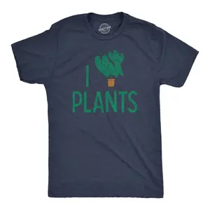 Mens I Heart Plants T Shirt Funny Cute Botany Horticulture Tee for Guys Mens Funny T Shirts Cool Vintage Fashion T-Shirt Gift Classic Menswear Funny Environmental Short Sleeve Novelty Tees for Guys Navy -