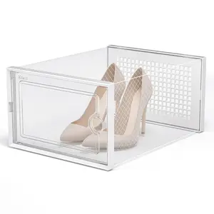 6-Pack Stackable Clear Shoe Boxes with Vents, Sneaker/Home/Office Modular Wardrobe Organizer