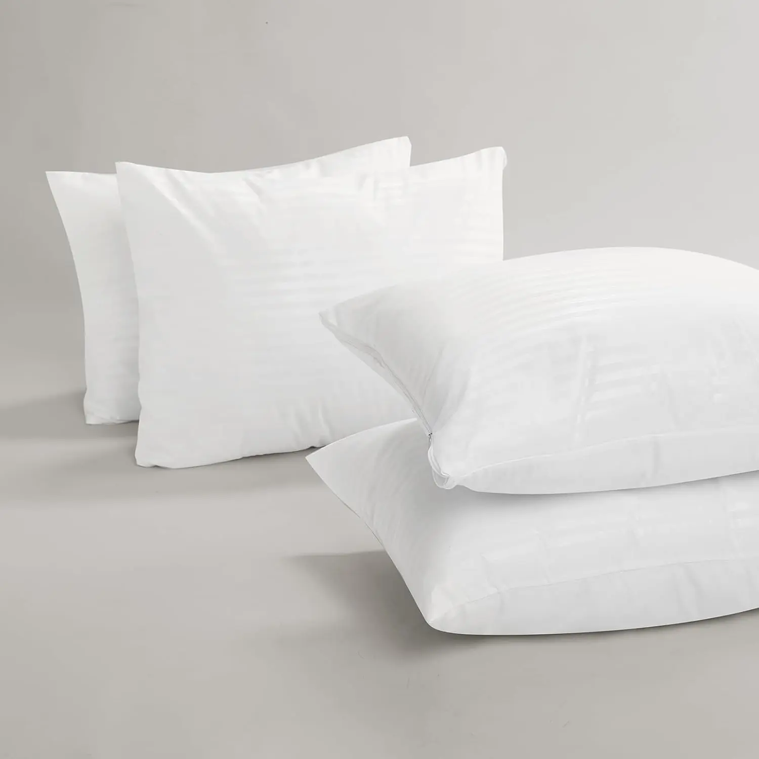 4 Pack Pillow Case Protectors Standard -White 20x30 Inches with Smooth Zipper Design -Comfortable and -Friendly Pillowcase