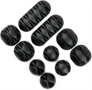 Cable Holder with Strong Adhesive for Organizing USB Cord Wire in Home, Office and Car (Black)