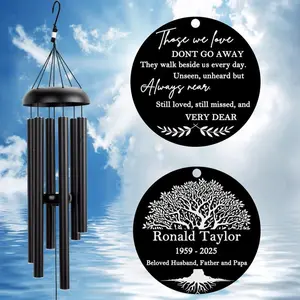 Personalized Memorial Wind Chimes Custom Name Dates Engraved Wind Chime for Loss of Loved One In Loving Memory Gift