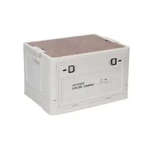 Folding Storage Bin with Lid 30L Storage Box Container Stackable Shelf Baskets Cloth Closet Car Organizers Outdoor Picnic Transport Box Toy Holder Plastic Collapsible Tote Crate White