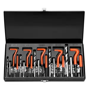 HORUSDY 131-Piece SAE Helicoil Thread Repair Kit HSS Drill Helicoil Repair Kit, SAE 1/4" 5/16" 3/8" 7/16" 1/2" Thread Repair Kit christmas gift