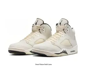 Off White Full Grain Leather Upper Black Trim Gum Outsole High Top Retro Basketball Sneakers Breathable Mesh Panel Street Trainers