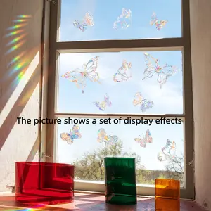 Rainbow Sun Catcher Glass Stickers, Static Butterfly Window Decals, Anti-Collision Rainbow Prism Stickers for Home Decor