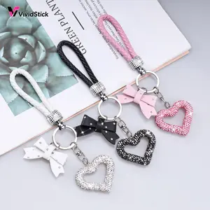 Shiny Heart Bow Keychain, Car Key Chain with Rhinestones, Hollow Out Design, Elegant Key Holder, Valentine's Day Gift, Birthday Present, Bling Bling Keychains