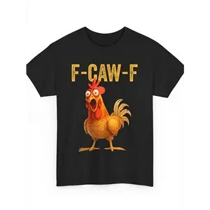 [100% Cotton] Funny F-Caw-F Chicken Graphic T-Shirt - Retro Style, Short Sleeve, Crew Neck, Regular Fit, Humorous Design For Men And Women, All-Season Wear, Casual Tshirt |   Retro Style Shirt |   Durable Print Shirt, Chick Golf Gift T-Shirt For Men And W