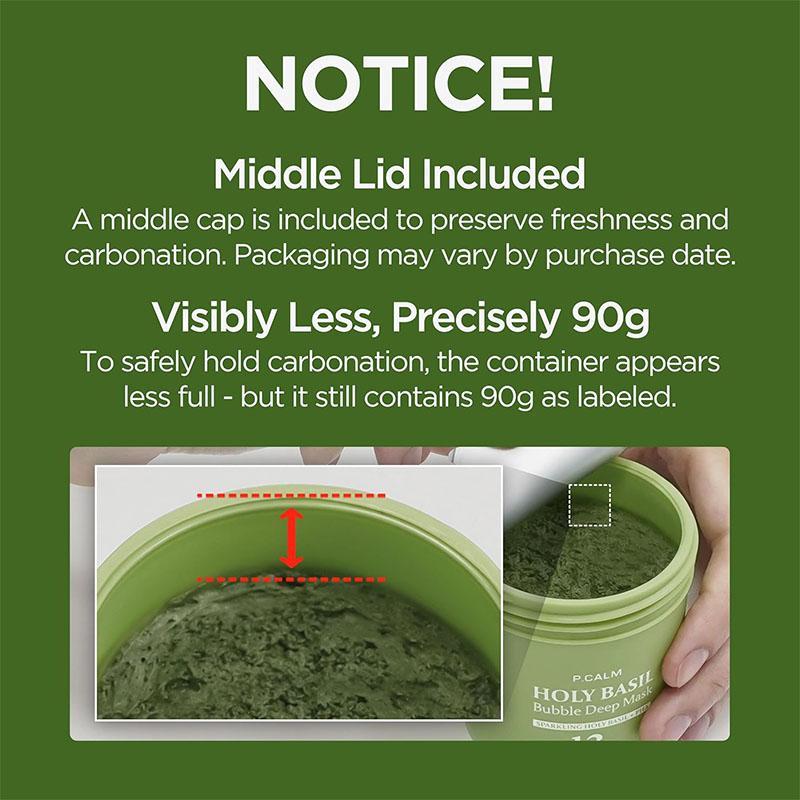 Holy Basil Bubble Deep Mask – Holy Basil & Carbonated Water for Cleansing Pores & Blackheads, Suitable for All Skin Types, Vegan Clay-to-Bubble Wash-Off Mask (90g / 3.17 oz) Holy Basil Carbonated Bubble Mask