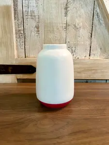 5.5 Inch Red And White Ceramic Vase