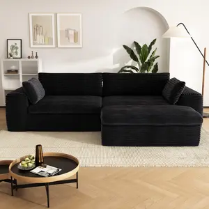 Yomsum Modular Sectional Couch,Oversize Compression Boneless Sofa Bed Plush Corduroy Sofa Bed,Upholstered Fluffy cloud sofa bed with Throw Pillows,Corner Sofa with Chaise for Living Room Bedroom,Couch in A Box,No Assembly Required