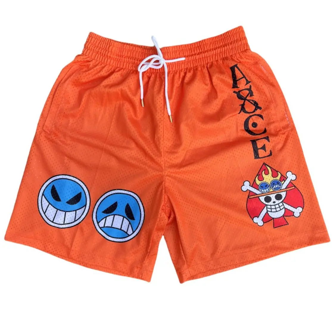 Portgas D. Ace One Piece Gym Shorts Men's Shorts Workout Sport Knee Pants with Pockets Athletic Summer Shorts