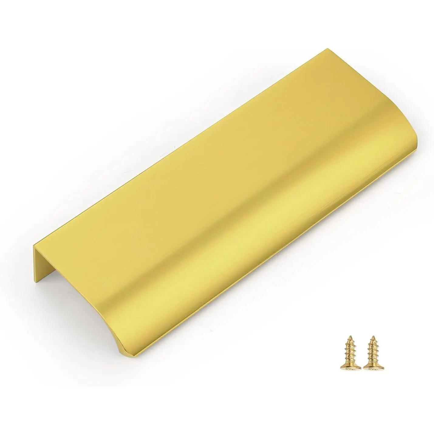 10-Pack Contemporary Waterproof Aluminium Edge Finger Pulls, 3"(76mm) Center-to-Center Gold Cabinet Handles, 1-4/7in & 2/3in Drawer Pulls with Screws for Kitchen, Living Room, Bathroom