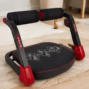 Ab Core Trainer Abdominal Machine for Home Gym with Resistance Bands Red - Portable Core Workout Equipment for Abs, Waist, and Full Body Toning, Exercise Machine for Home Fitness Training, Strength Building and Muscle Sculpting