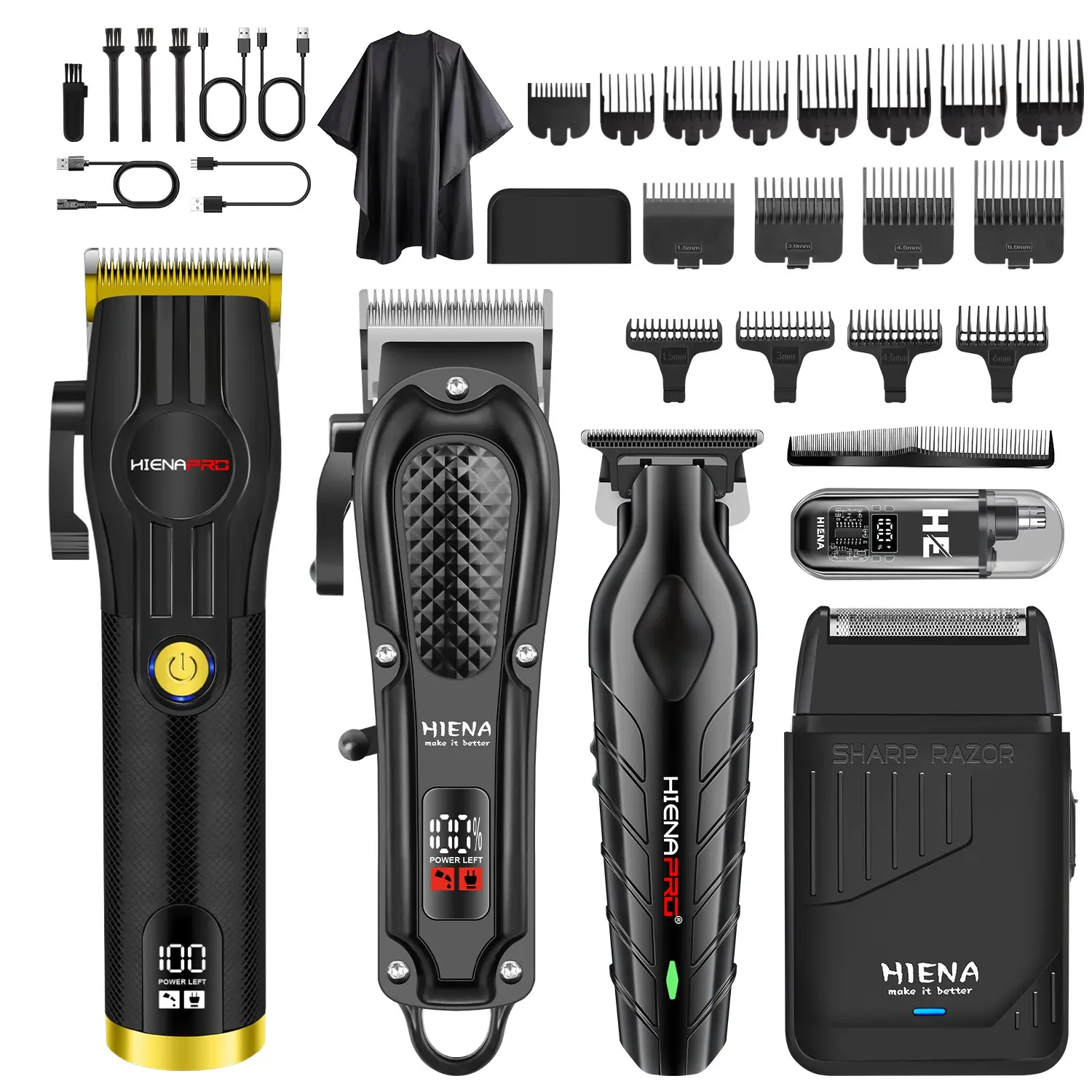 HIENA PRO specializes in men's hair clippers, trimmers and razors, beard trimmers, and cordless men's hair clippers, which are used for hairdressing, beauty, family, hairdressers, Cordless hair cutting, Rechargeable Hair Clipper
