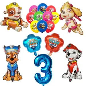 17pcs Cartoon PAW Patrol Birthday Decoration Aluminum Film Digital Balloon Set Dog Chase Skye Kids Party Supplies Toys