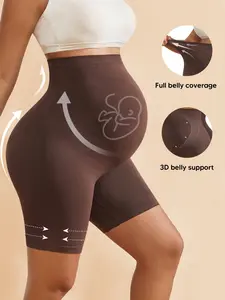 Maternity Support Shorts, Seamless High Waist over Bump Pregnancy Underwear, Mid-Thigh Shaping Shorts for Women, Pregnancy Shapewear