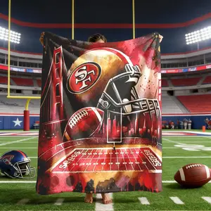 San Francisco 49ers Field Theme Flannel Blanket, Large Size, Soft Lightweight Warm, Perfect for Bed Sofa Office Camping Travel