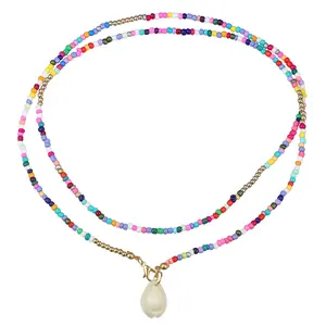 Unique Bargains Colored Beaded Necklaces, Chain Necklaces for Women Teen Ladies