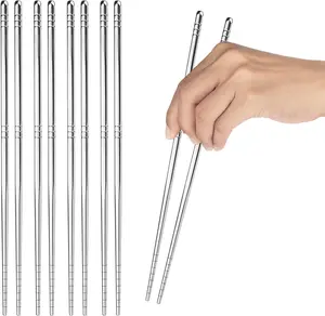 5 Pairs Stainless Steel Chopsticks, Metal Chopsticks, Lightweight Non-Slip Reusable Chopstick, Dishwasher Safe