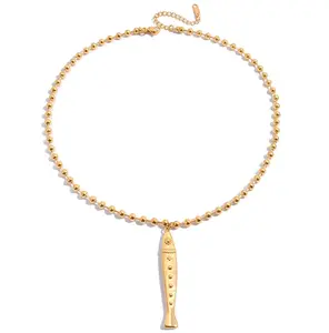 Classic Style Fish Pendant Bead Chain Necklace